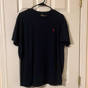 Dark blue polo, Ralph Lauren, red logo, T-shirt, size L